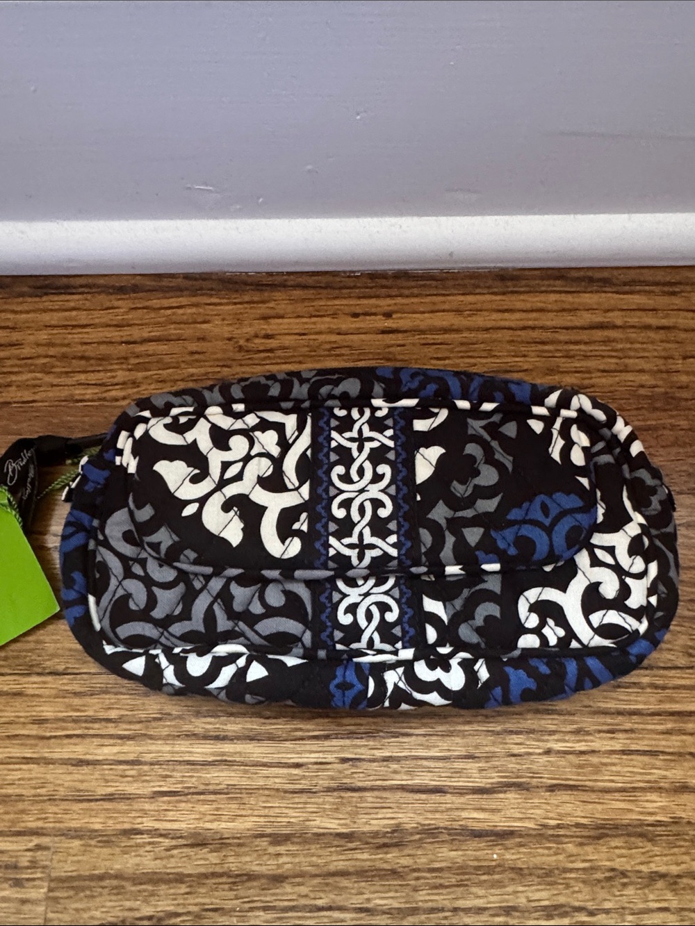 Vera Bradley Black Blue White Quilted Cosmetic Pouch